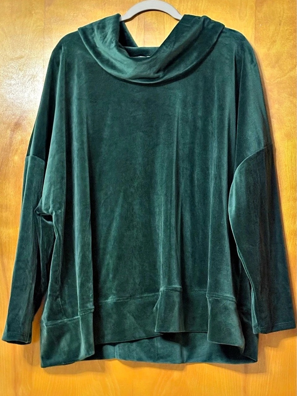 Cable & Gauge Cowl Neck Velour Top in Green Size 3X NWT